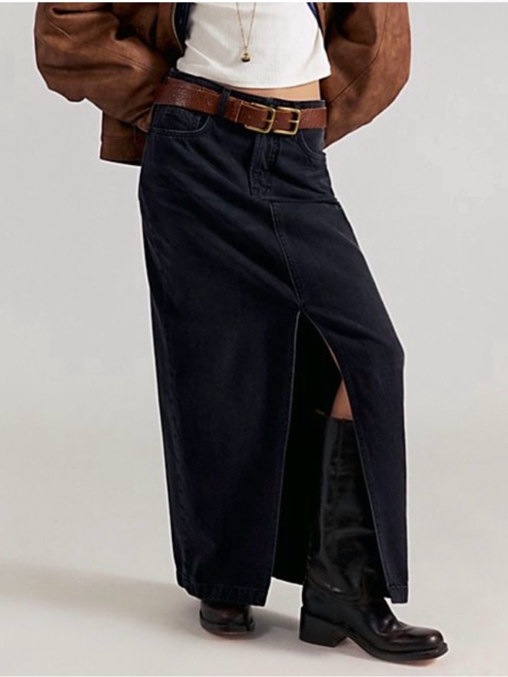 Free People We The Free Nothing Better Denim Maxi Skirt